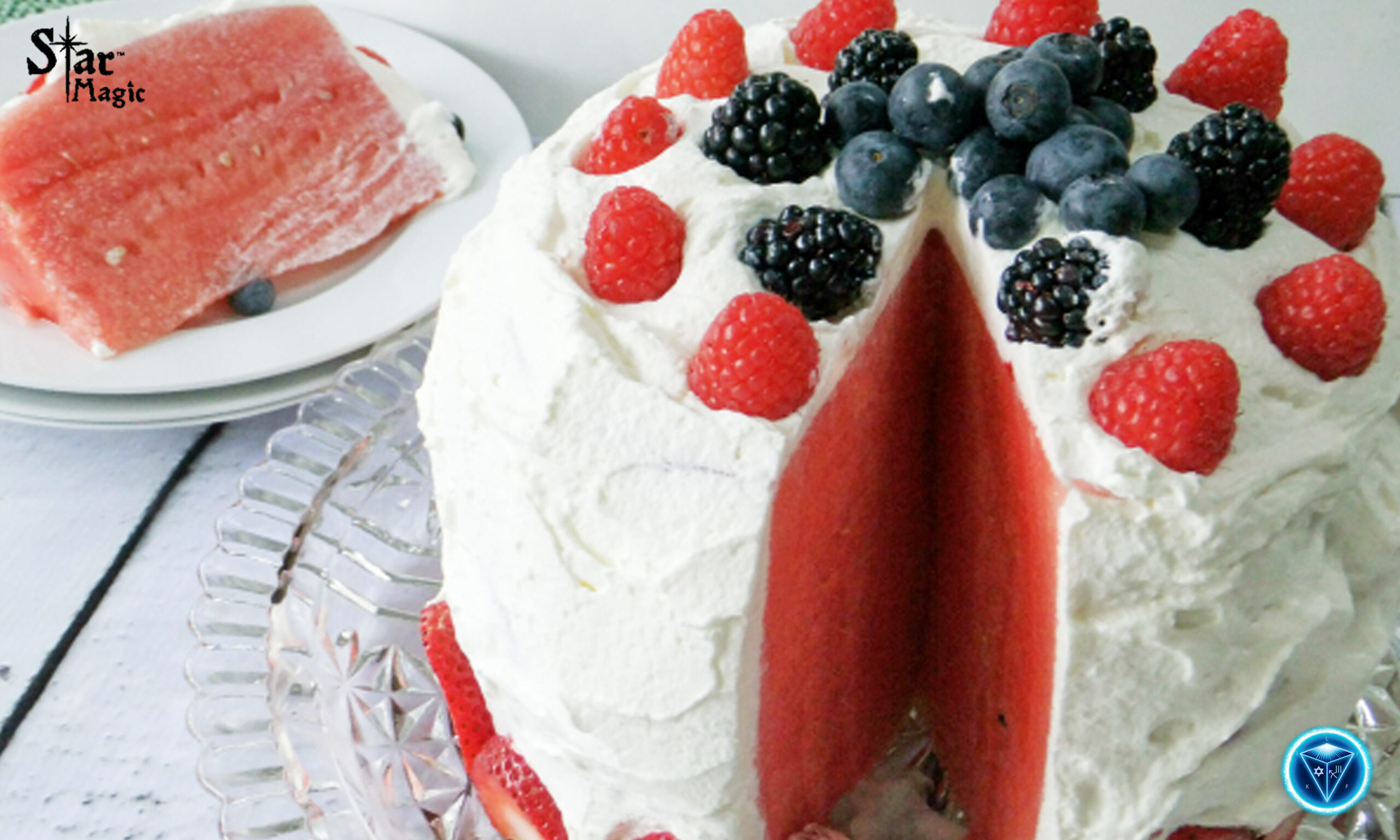 Layered Watermelon Cake with Coconut Cream Frosting